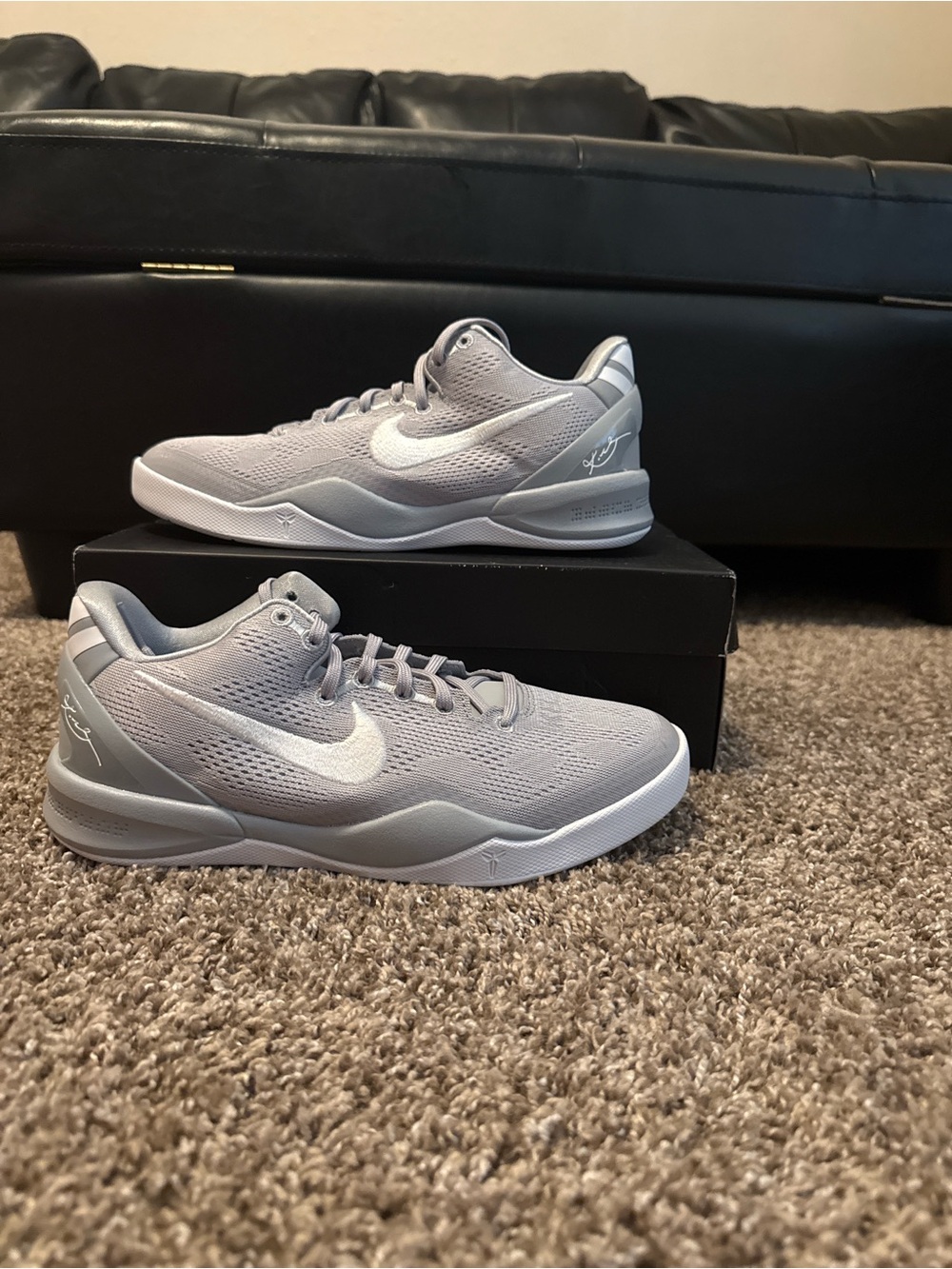 Nike Kobe 8 Wolf Gray Light Low-Top Basketball Sneakers